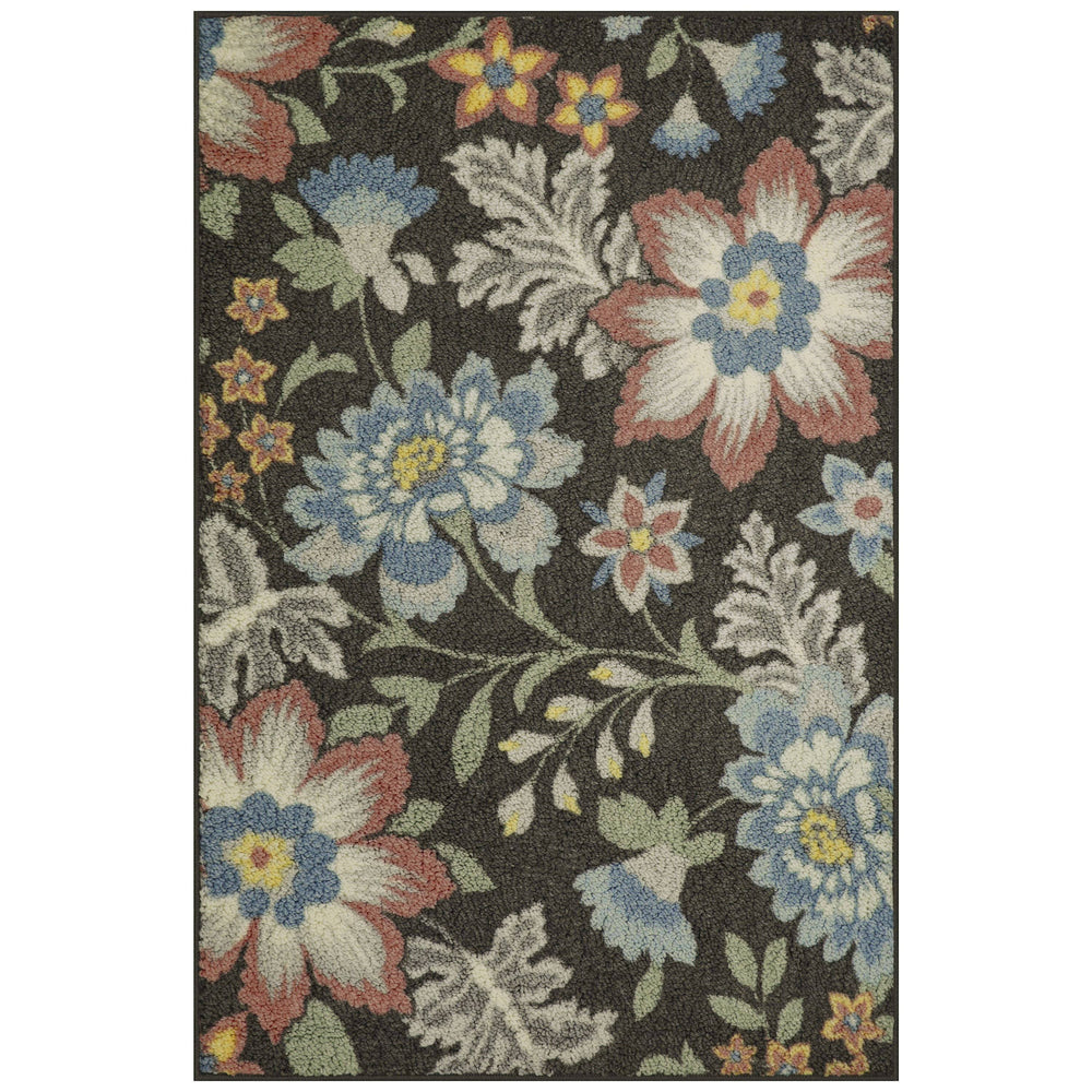 Mainstays Farmhouse Oversized Floral Gray Multi Indoor Accent Rug, 2'6"x3'10"