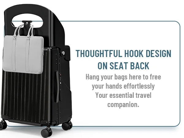 Fridtrip 20 in Carry on TSA Lock Luggage with Foldable Seat for Kids& Adult, Lockable Spinner Wheels Free Luggage Cover and Safety Seatbelt Travel Suitcase